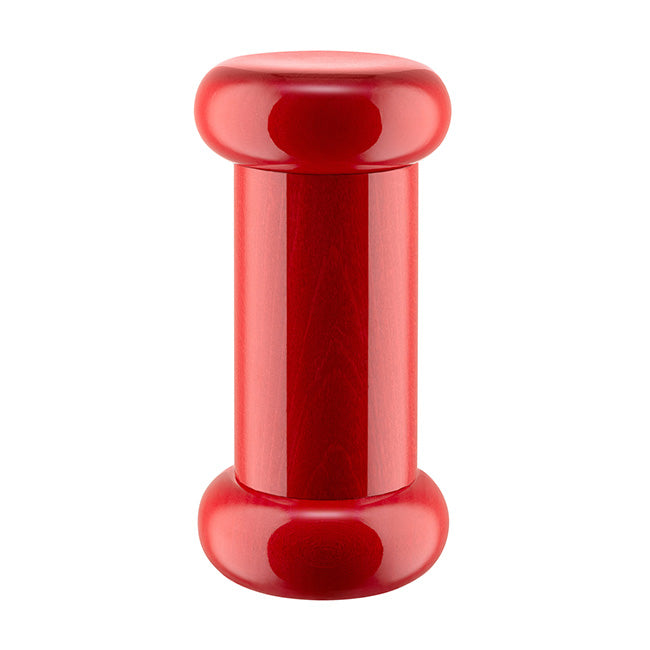 Twergi salt or pepper mill by Alessi in red wood, design Ettore Sottsass