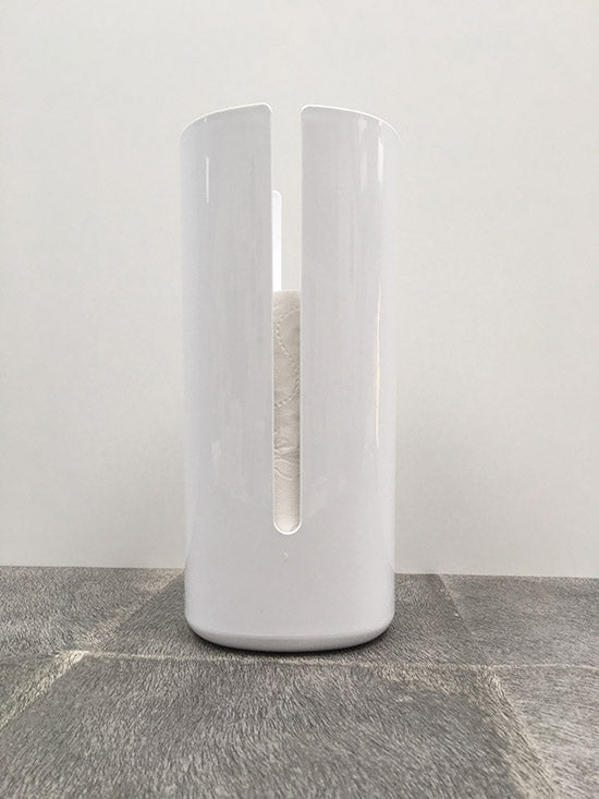 Alessi Birillo houder voor reserverollen, badkamer, vooraanzicht in wit