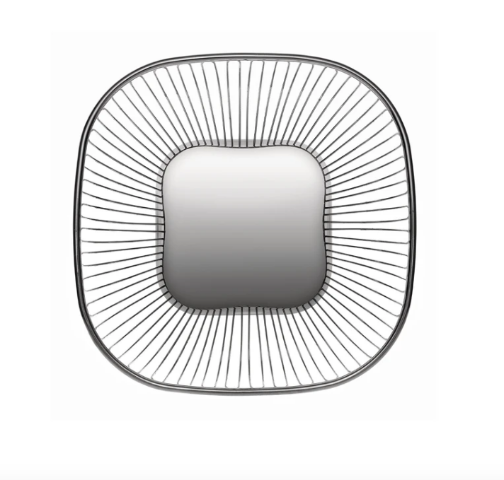 Alessi bread basket, top view of the square wire model