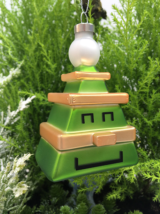 Cubic-Tree kerstbal van Giacon en Jori, groen-gouden glazen kerstboom, ander aanzicht
