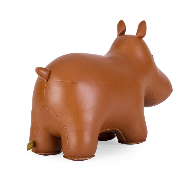 Zuny Hippo L boekensteun in cognac kunstleer, achteraanzicht