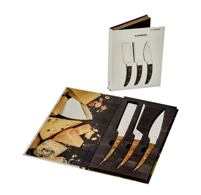 Caseus kaasmessen set in mooie boekvormige geschenkverpakking, geopend.