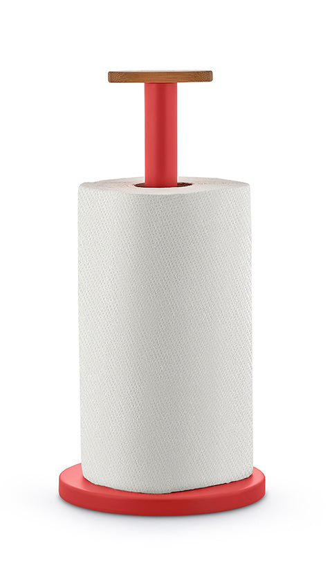 Alessi Mattina keukenrolhouder rood, vooraanzicht met keukenrol