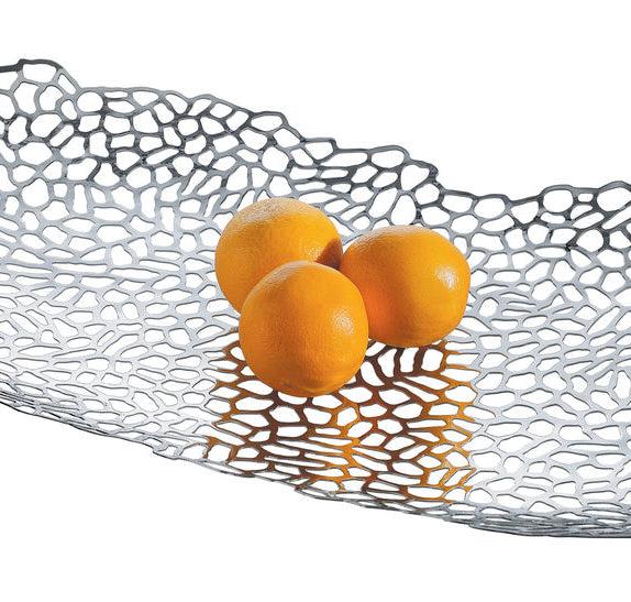 Opus fruitschaal van Alessi, close-up met open structuur