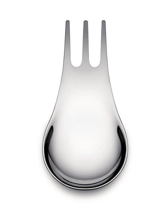 Alessi Moscardino-Set- prikkers-fingerfoodlepel in edelstaal, vooraanzicht met tanden