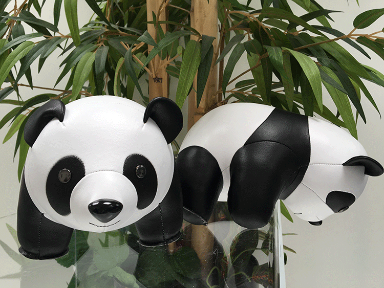Zuny panda-set, twee liggende panda's van opzij