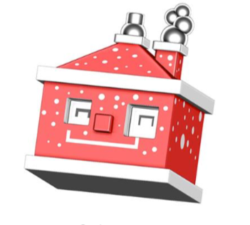 Alessi Cubetta kerstkubus van Massimo Giacon en Jori, rood glas in huisvorm