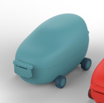 Lunchbox in autovorm van Alessi, kleur aqua, ontwerp Sakura Adachi