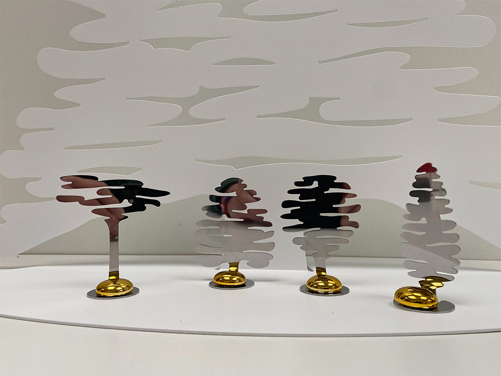 Alessi Nieuwe Bark boompjes, set van 4 fotohouders met gouden magneetvoet