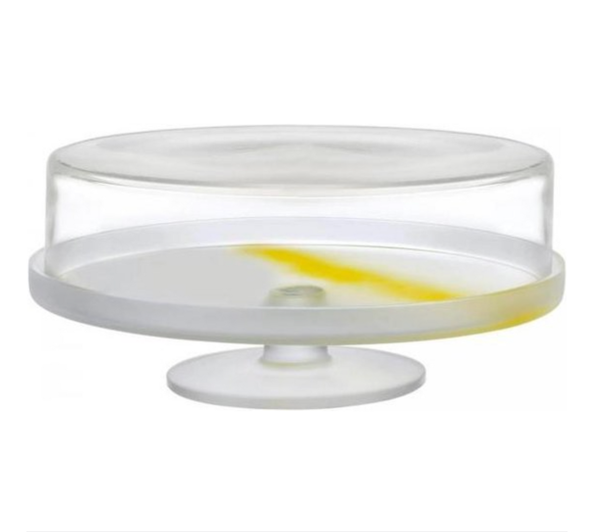 Alessi Pigmento taartplateau met stolp van glas, diameter 30 cm, schuin aanzicht