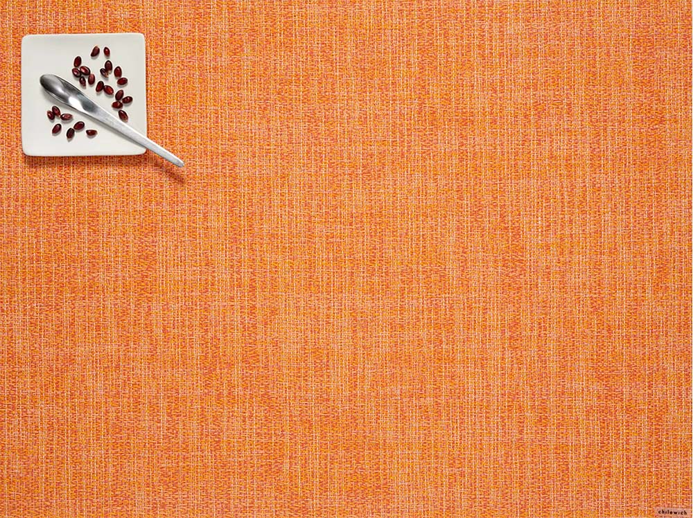 Placemat Bouclé Tangerine van Chilewich, close-up van het geweven oppervlak