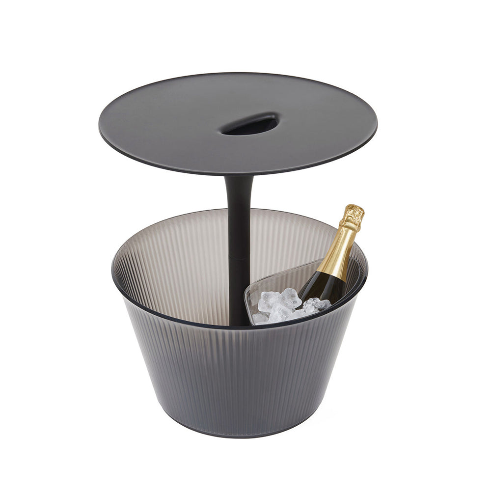 Alessi Pick-Up bijzet tafel met fles-houder wijnkoeler, zwart met rookgrijs