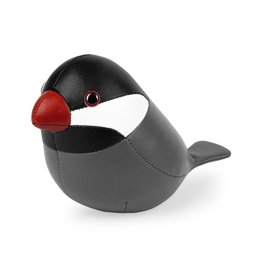Zuny rijstvogel paperweight van Glob. Design, klein zwart-grijs diertje