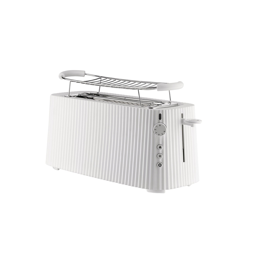 Alessi plissé lang broodrooster met bruinings-knop, wit