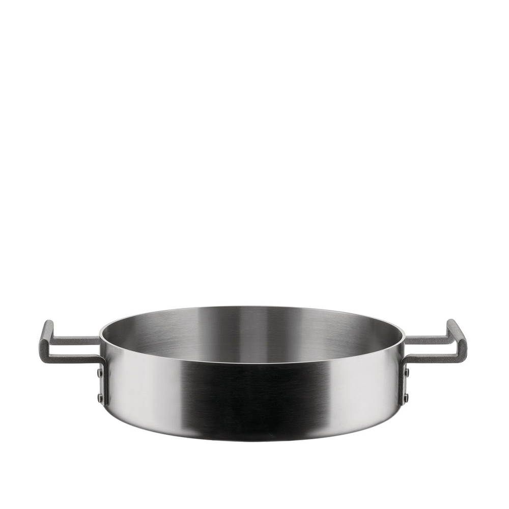 Convivio brede lage kookpan 24 cm van Alessi, mat gesatineerd rvs