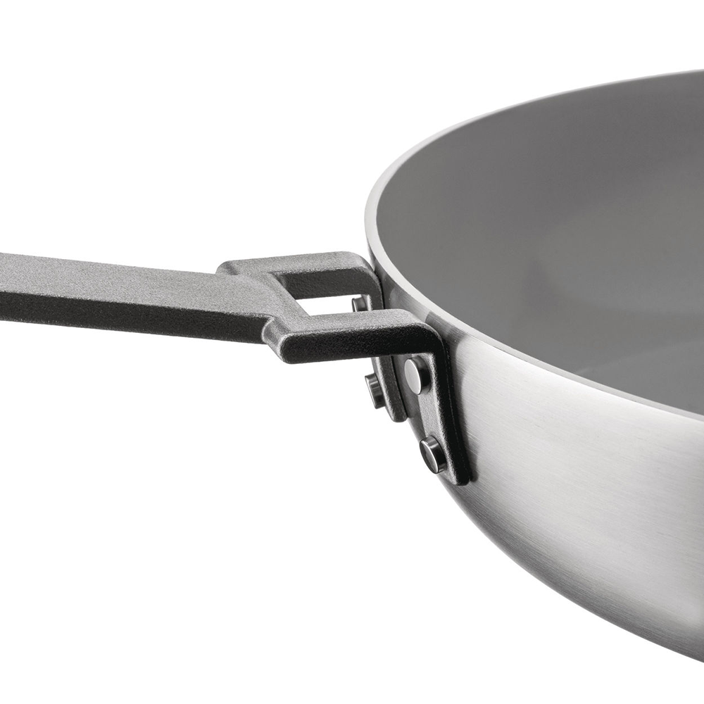 Grip and ceramic inner coating detail, frying pan