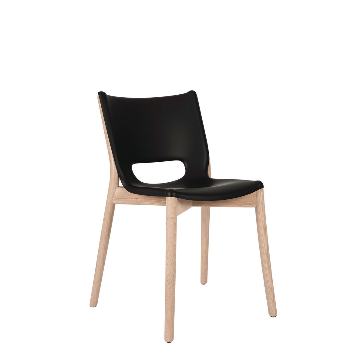 Poêle stoel zwart zonder armleuning, driekwartaanzicht, ontwerp Philippe Starck