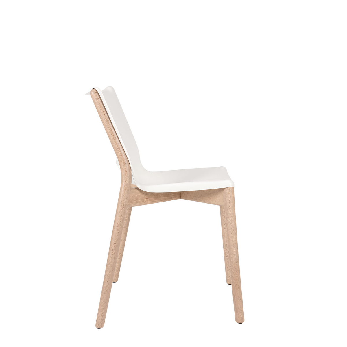 Poêle chair in white, side view