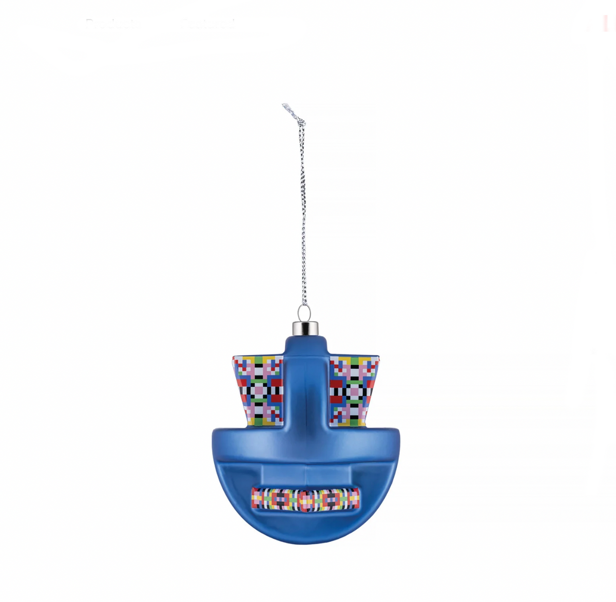 Alessi Holyhedrics kerstbal van Elena Salmistraro, blauw met veelkleurig mozaïekmotief