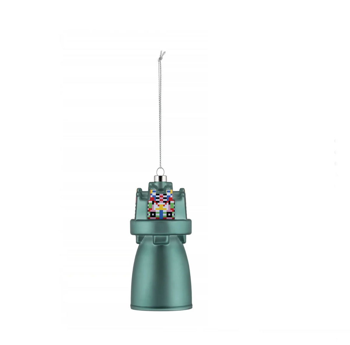 Alessi Holyhedrics kerstbal, vooraanzicht met mozaïekdetail op groen glas