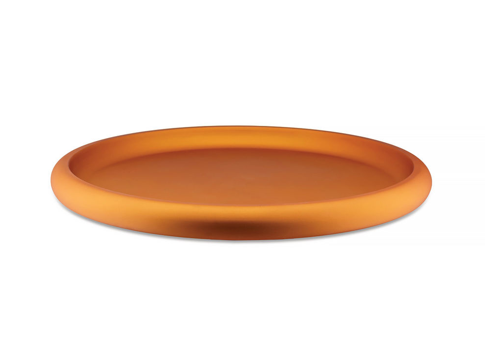 Alessi Discolo dienblad in oranje, ronde schaal uit de serie il Tornitore Matto