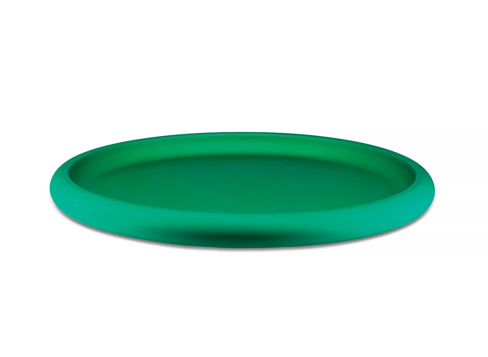 Discolo dienblad van Alessi, ontwerp Federico Angi, ronde schaal in groen