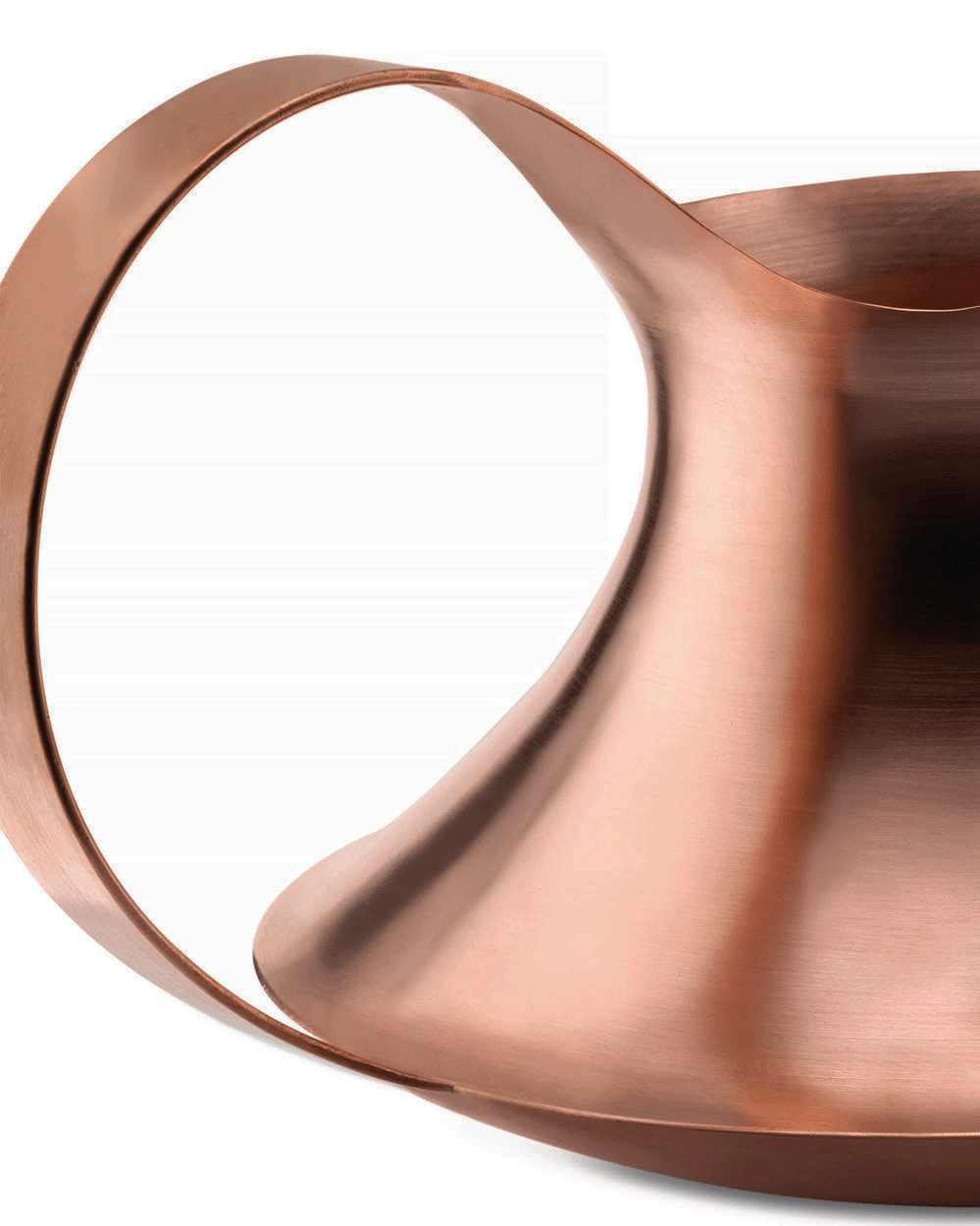 Handle detail, Alessi Conca Nr. 14 vase in copper