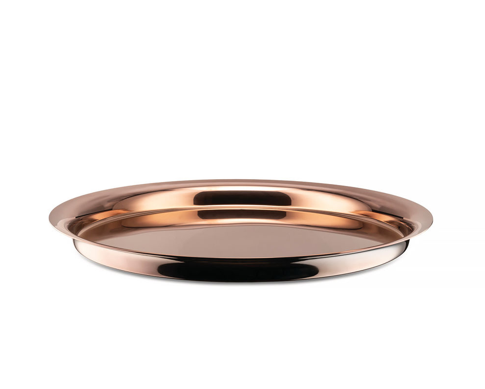 Rond Alessi dienblad uit de serie Kuru, koper, diameter 40 cm