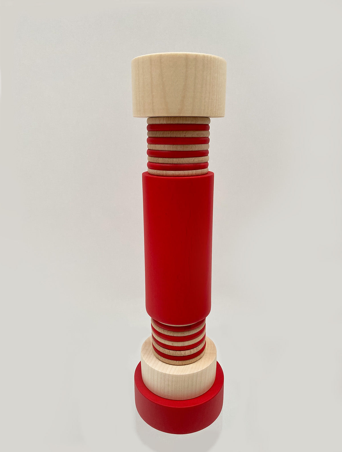 Alessi Twergi pepermolen, ontworpen door Sottsass, in hout en rood