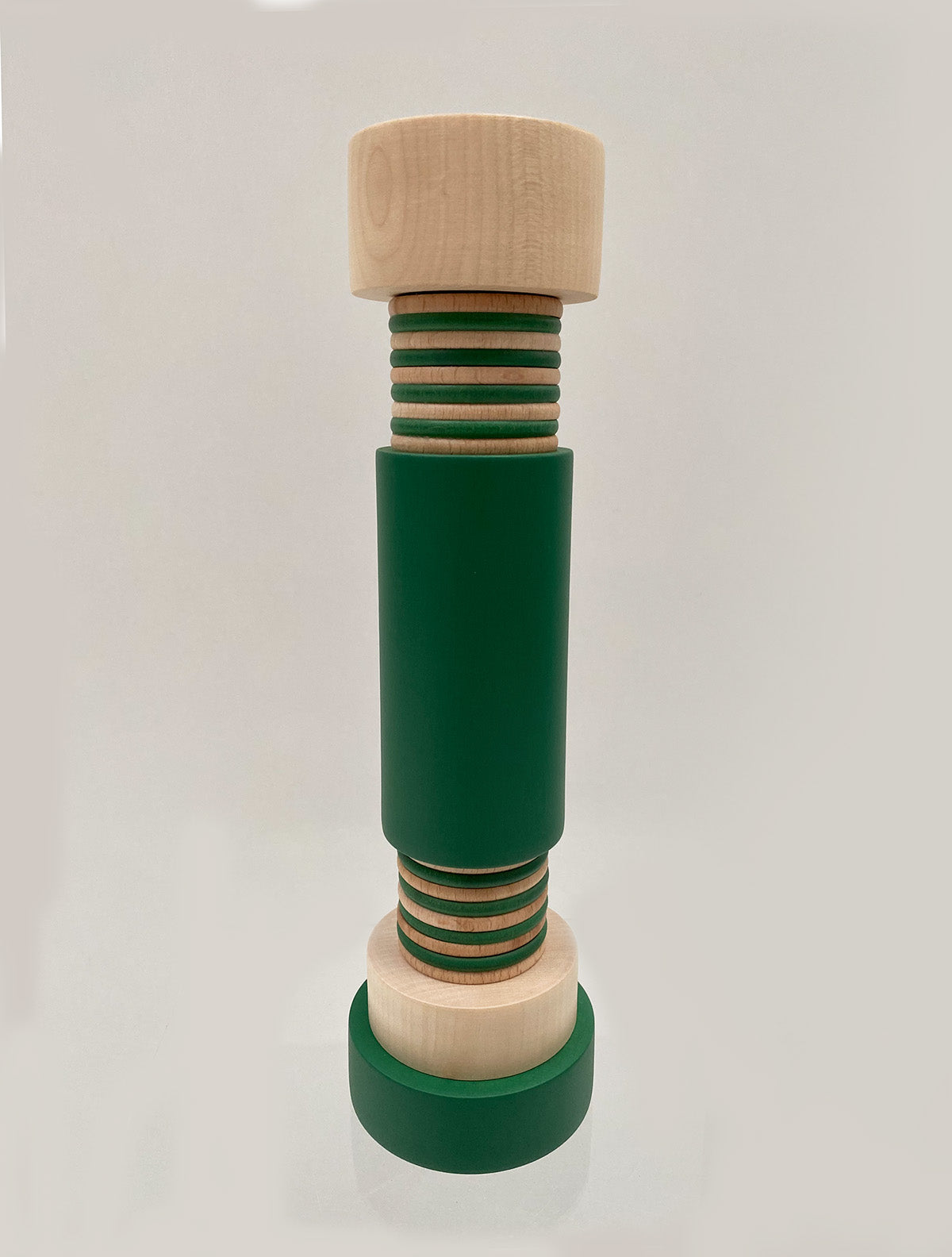 Alessi Twergi pepermolen van Sottsass, groen hout, vooraanzicht