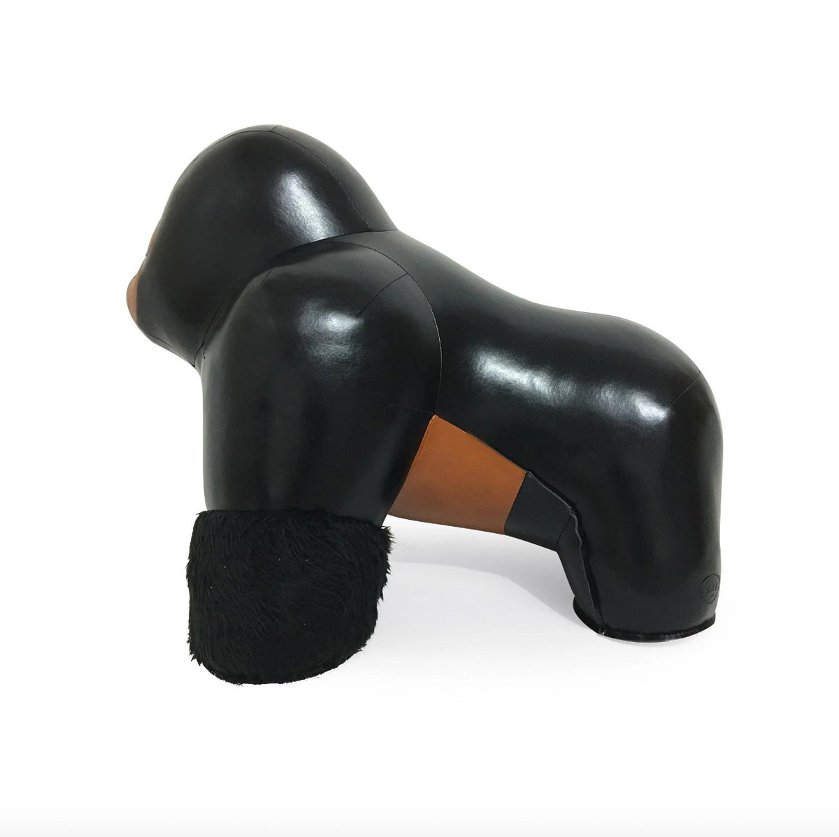 Zuny Gorilla Giant, zwart leer met cognac accent, zijaanzicht van de achterkant