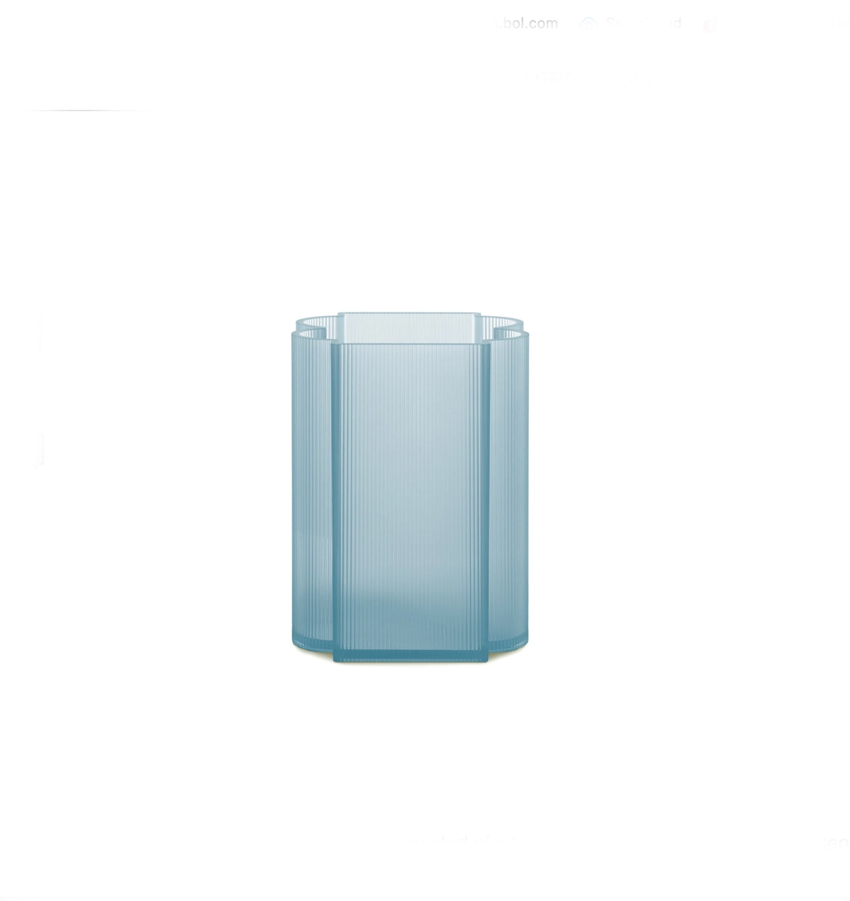 Kartell Okra vaas, ontwerp Patricia Urquiola, lichtblauw, laag model, vooraanzicht