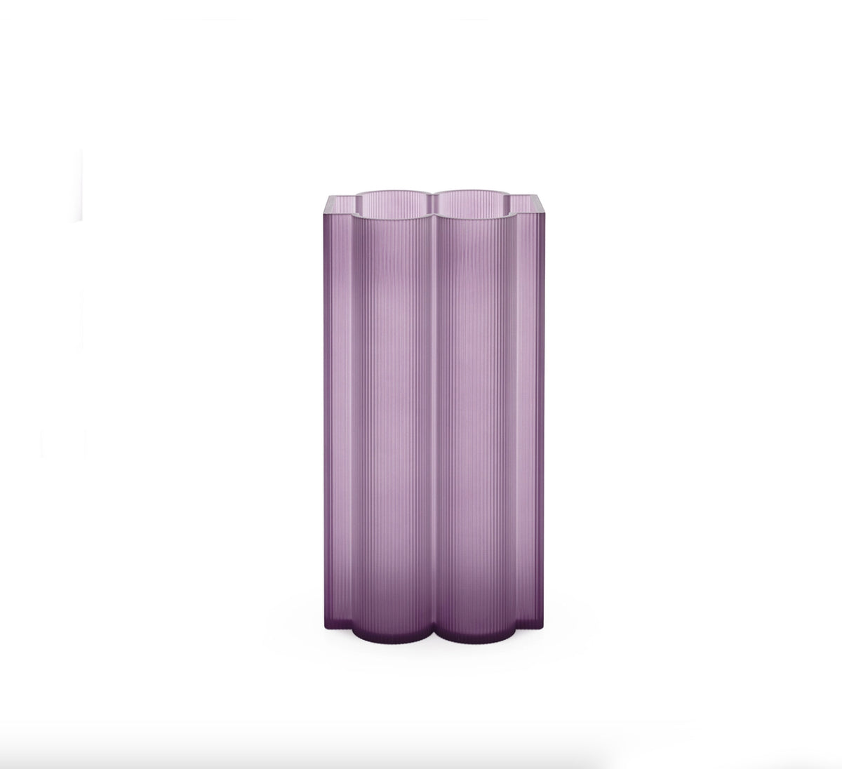 Kartell Okra Violet Hoog vaas, vooraanzicht met golvende vorm