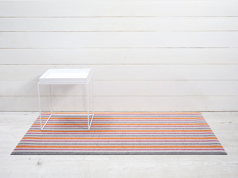 Ribbon Stripe Bonbon doormat by Chilewich, full view, striped pattern