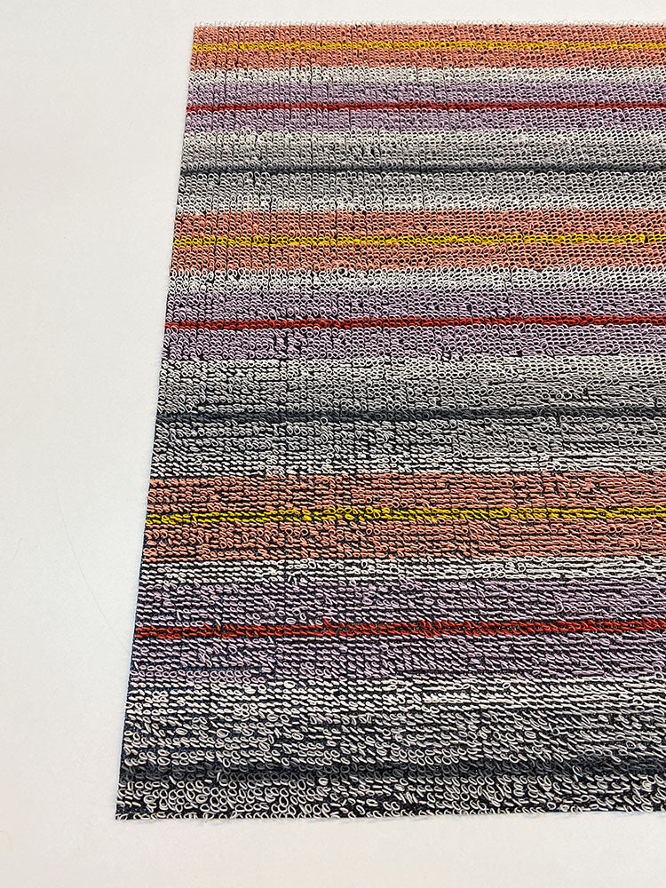 Detail van de geweven structuur van de Ribbon Stripe Bonbon deurmat, Chilewich