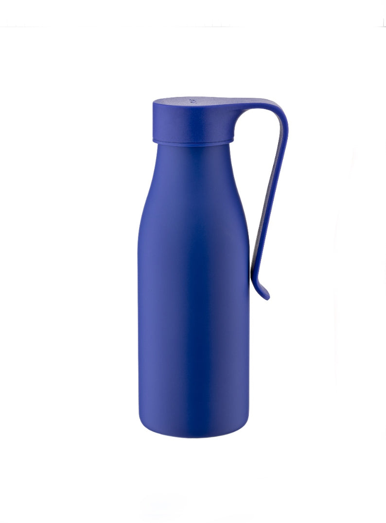 Alessi Away thermosbeker van staal, donkerblauw, met draaggreep