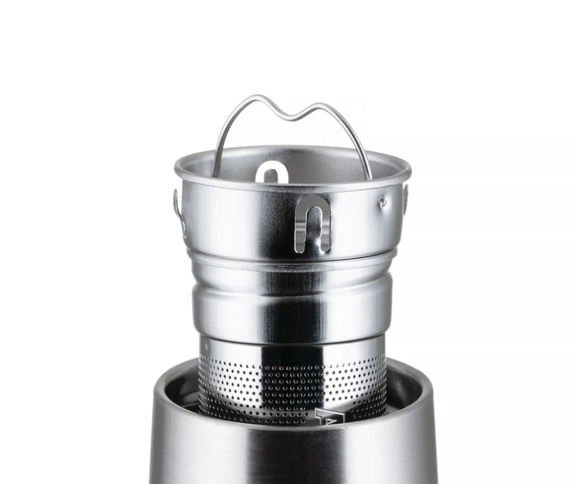 Detail of removable filter, Alessi Away thermal mug, steel