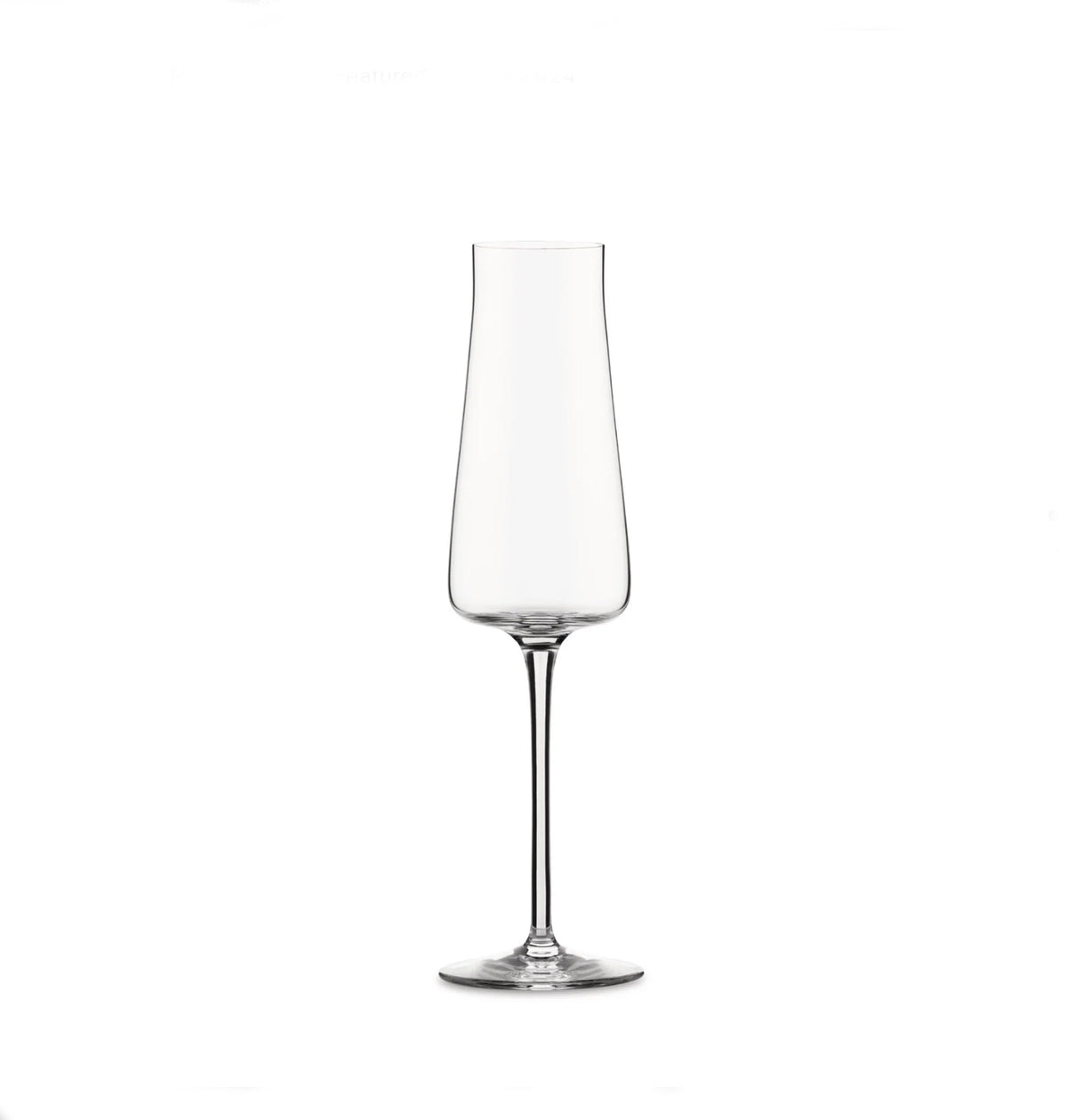 Alessi Eugenia flute van glas, zijaanzicht op witte achtergrond.