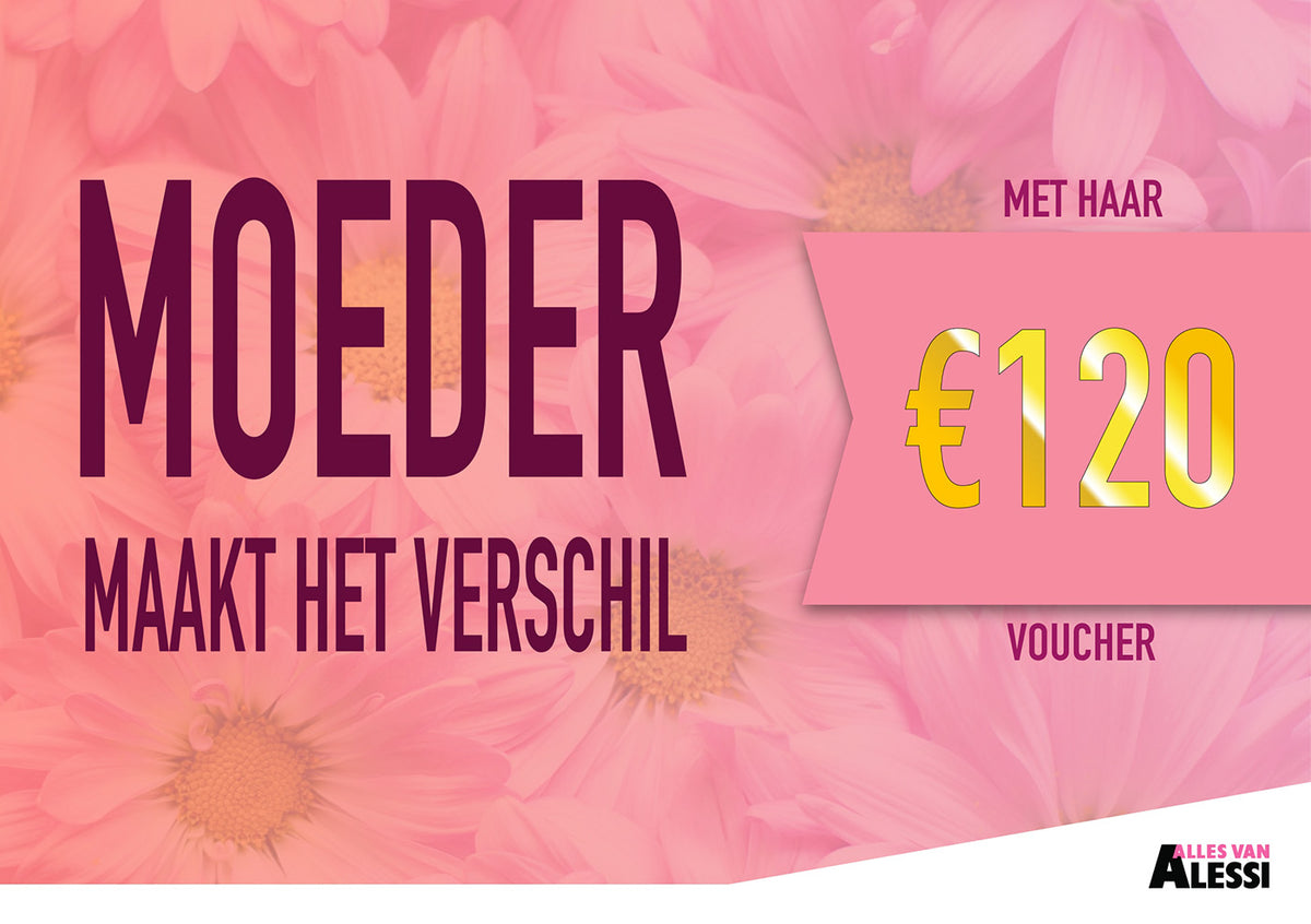 Cadeaubon met tekst 'Moeder maakt het verschil' op roze bloemenmotief