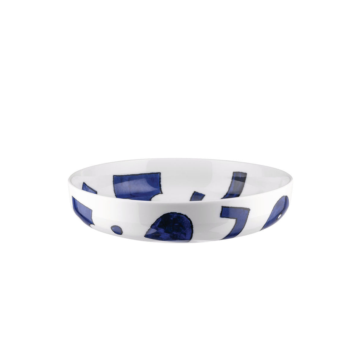 Alessi itsumo Yunoki soepbord, zijaanzicht met blauw motief op wit