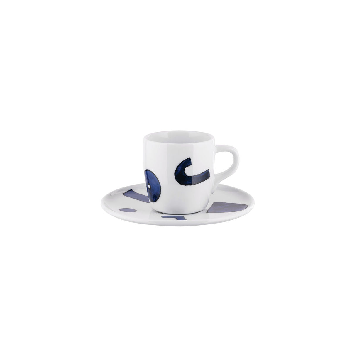Alessi Itsumo espressokop Yunoki met schotel, blauw decor, ontwerp Samiro Yunoki