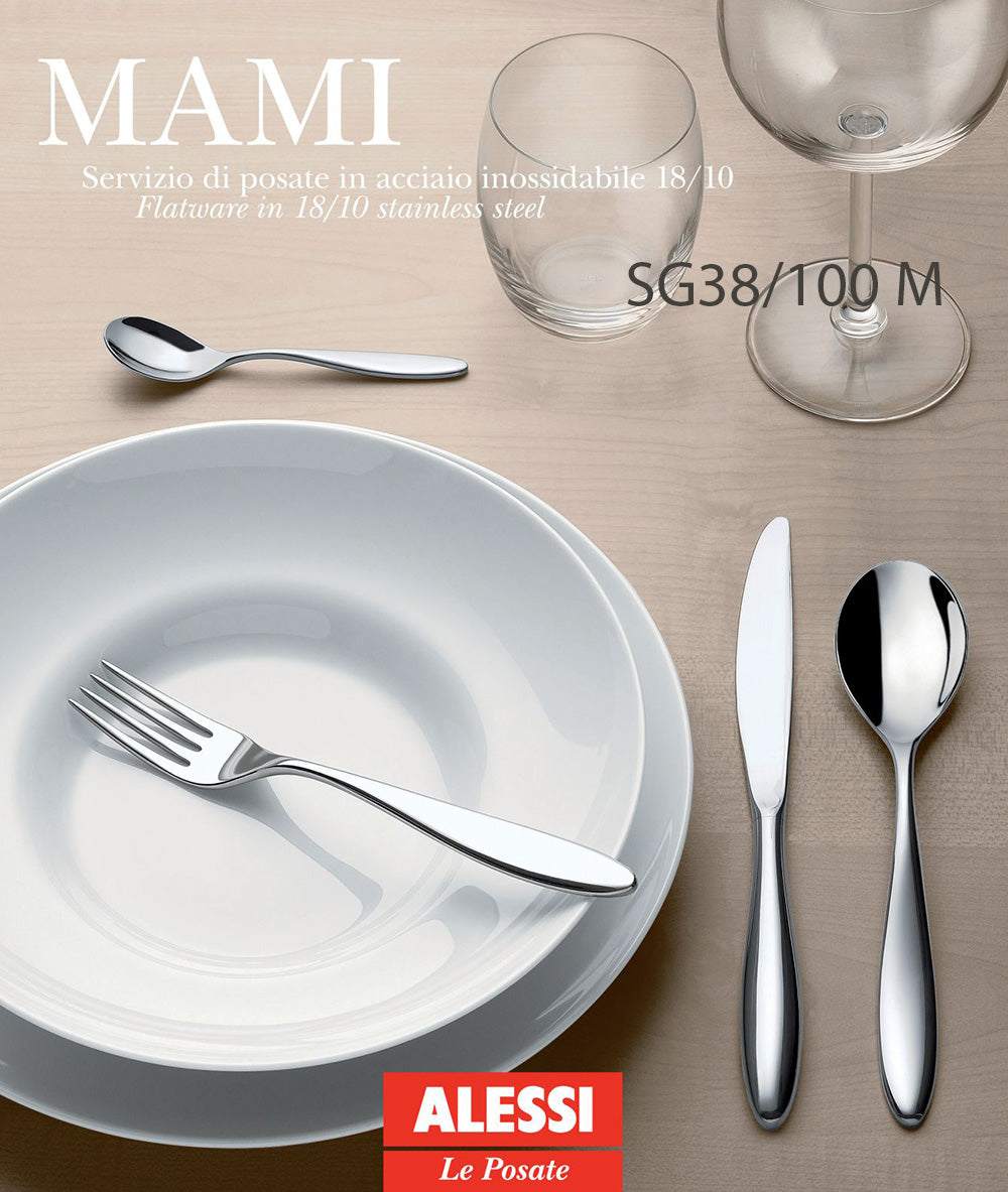Alessi Mami 100-delig bestekset, roestvrij staal, mes met monobloc heft