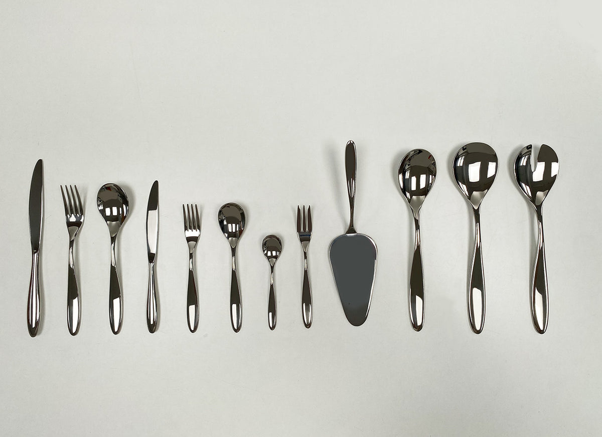 Alessi Mami bestekset 100-delig met holheft messen en taartschep, overzicht