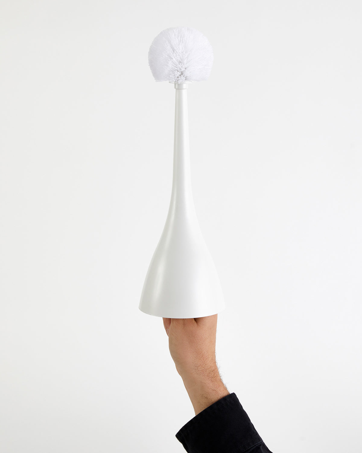 Excalibur toiletborstel wit, borstel uit houder in hand