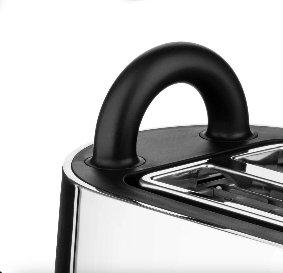 Alessi Toru broodrooster, detail van de zwarte handgreep