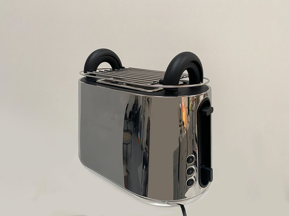 Toru bun rack on Toru toaster by Alessi, side view