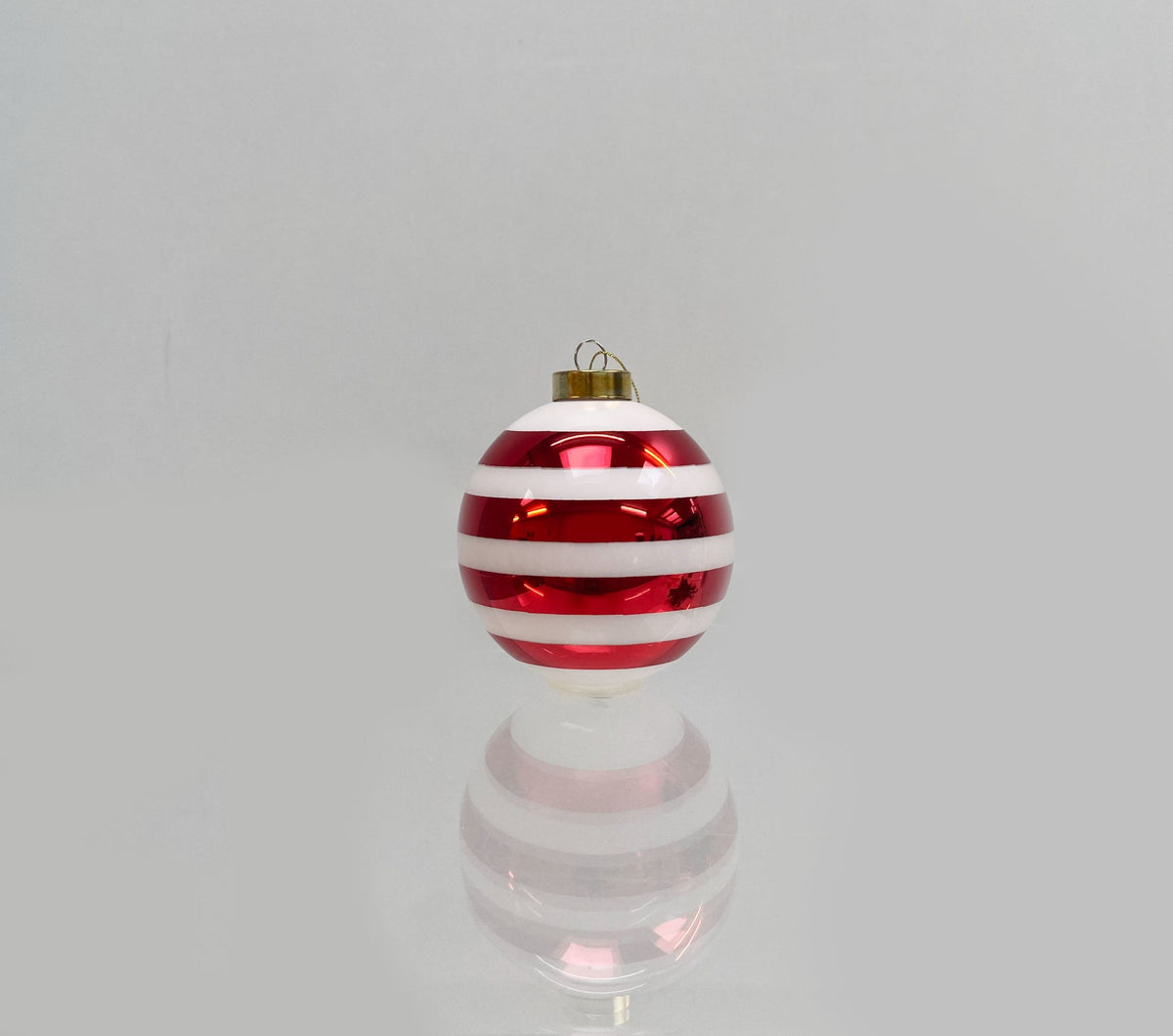 Alessi Delight grote kerstbal, glazen, rood-wit gestreept