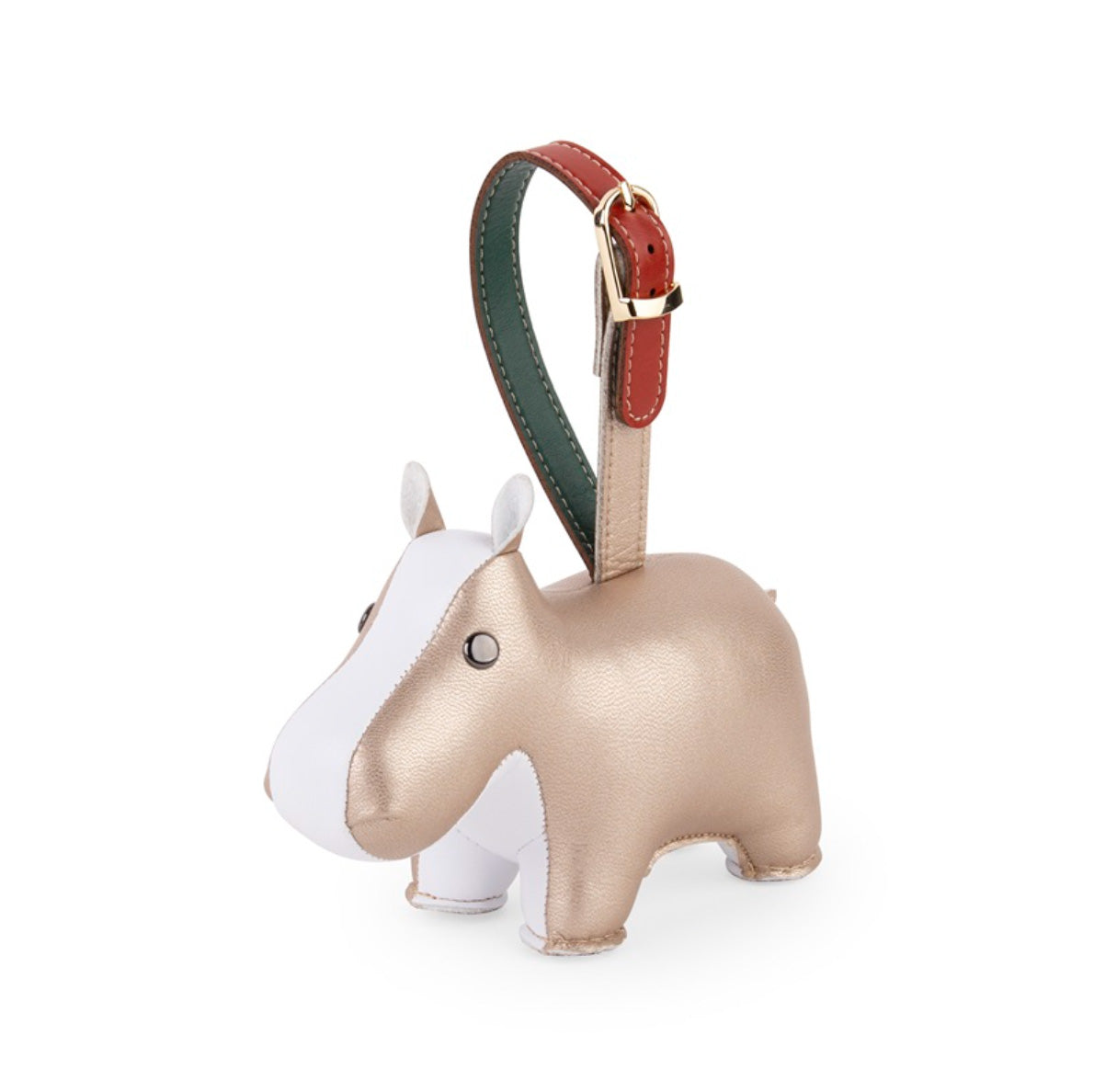 Zuny Mini-Hippo kerstjanger, zijaanzicht met rood-groene hangband