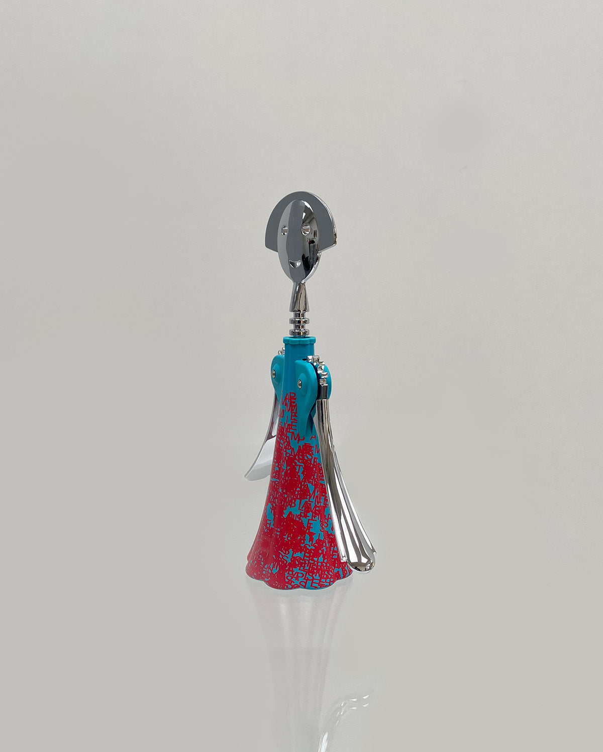Alessi Anna Liquid corkscrew, side view in turquoise and red