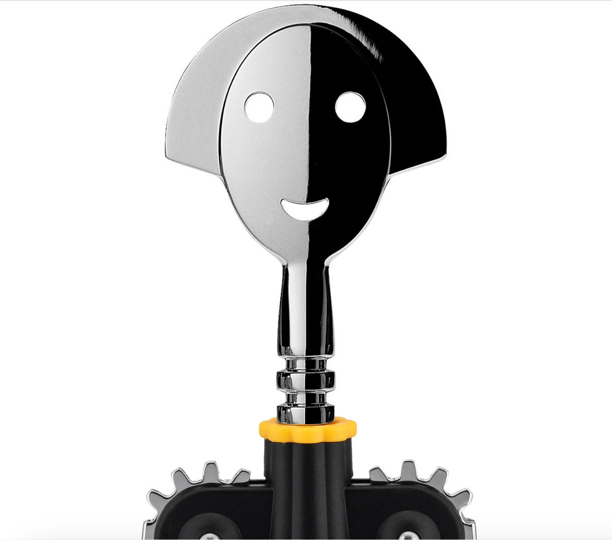 Detail of face and grinding mechanism of the Anna corkscrew in black